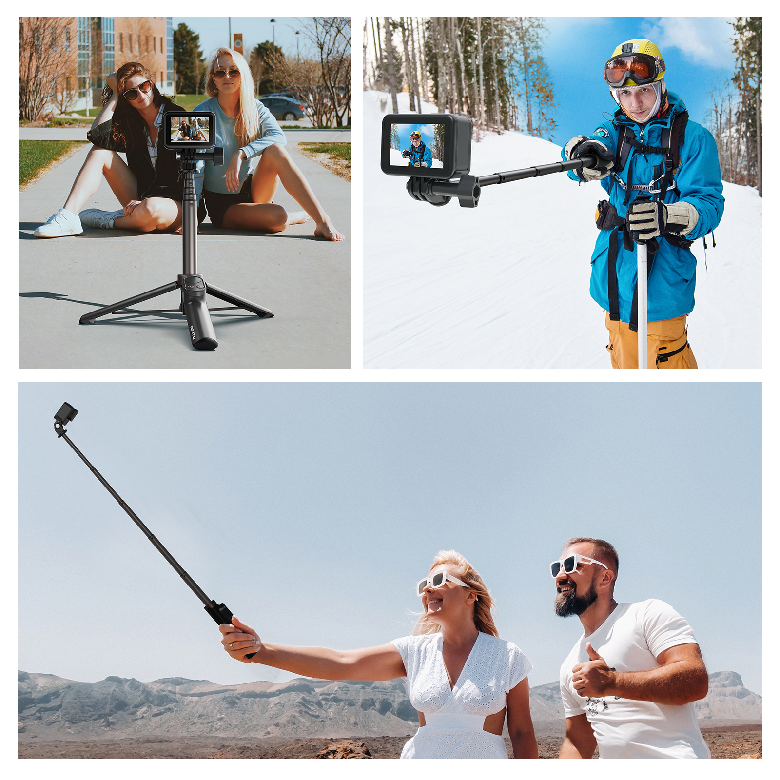 Telesin til gopro helt 10 9 8 max fjernkontroll trådløs bluetooth selfie pinne monopod stativ til iphone 13 pro huawei xiaomi
