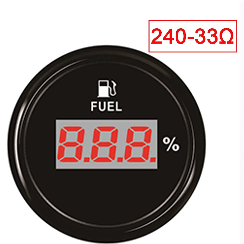 52mm Digital LED Fuel Meter Motorcycle Gauge 0-190ohm 240-33ohm Fuel Level Meter for Car Boat Marine Red Backlight 12V/24V: BN-240-33 ohm