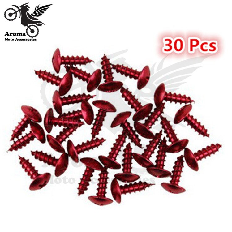 30pcs Modified screws refires motorbike multicolour screws moto Ornamental Mouldings motocross Accessories motorcycle tip screw: Red