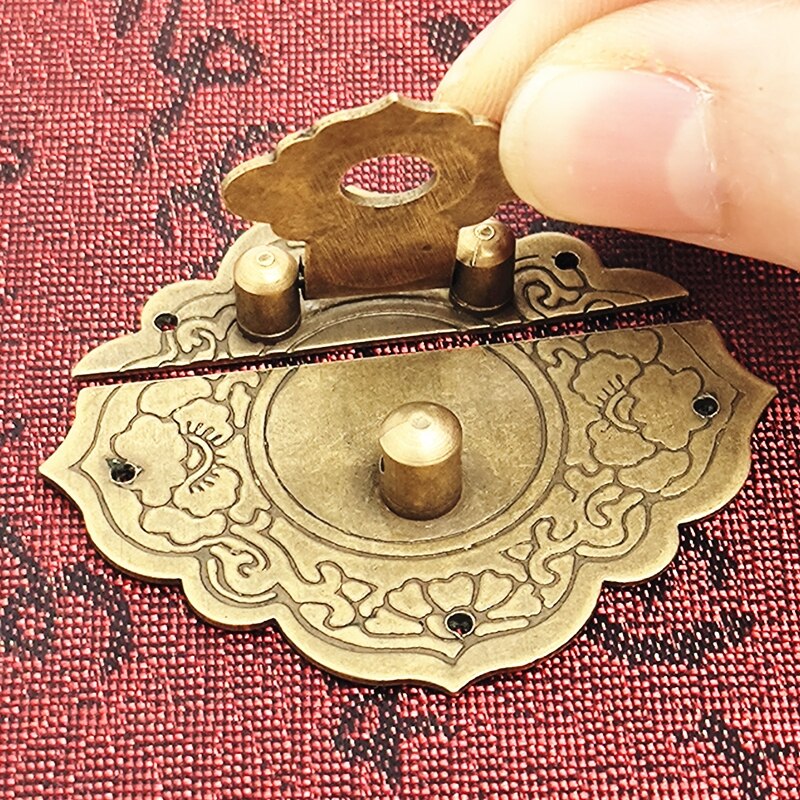 2Pcs Antieke Gouden Doos Hasp Vergrendelingen Chinese Oude Lock Catch Voor Sieraden Koffer Gesp Clip Sluiting Meubels Hardware W/Schroeven