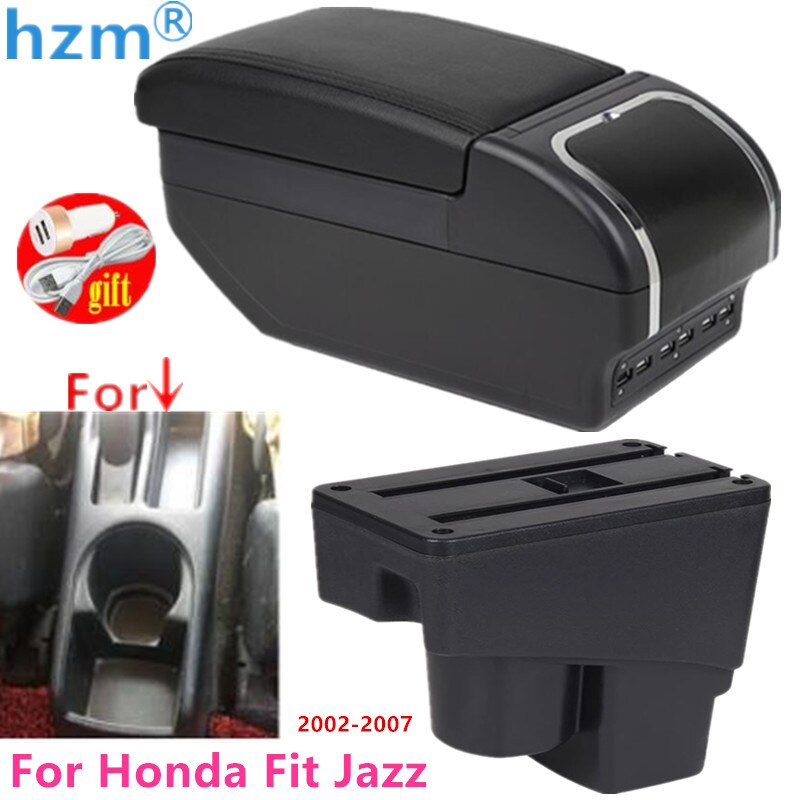 Armsteun Doos Voor Honda Fit Jazz 2002-2007 Hatchback Center Middenconsole Storage Met Bekerhouder Usb Opladen Intrekbare usb