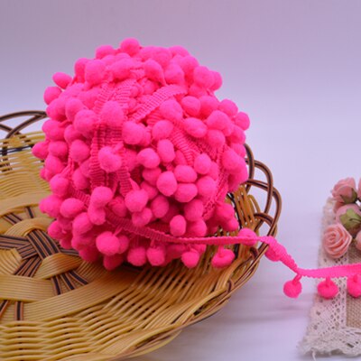 verkoop 5yd/lot 25mm breedte kleurrijke PP bal elastische kant lint kwastje trim naaien materiaal accessoires voor thuis decoratie: rose 407