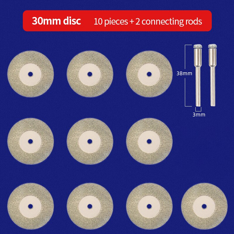 10pcs Mini Abrasive Diamond Cutting Disc Set for Dremel Rotary Cutter Saw Blade Grinding Wheels Disk with Mandrel Rotary Tools: 30MM