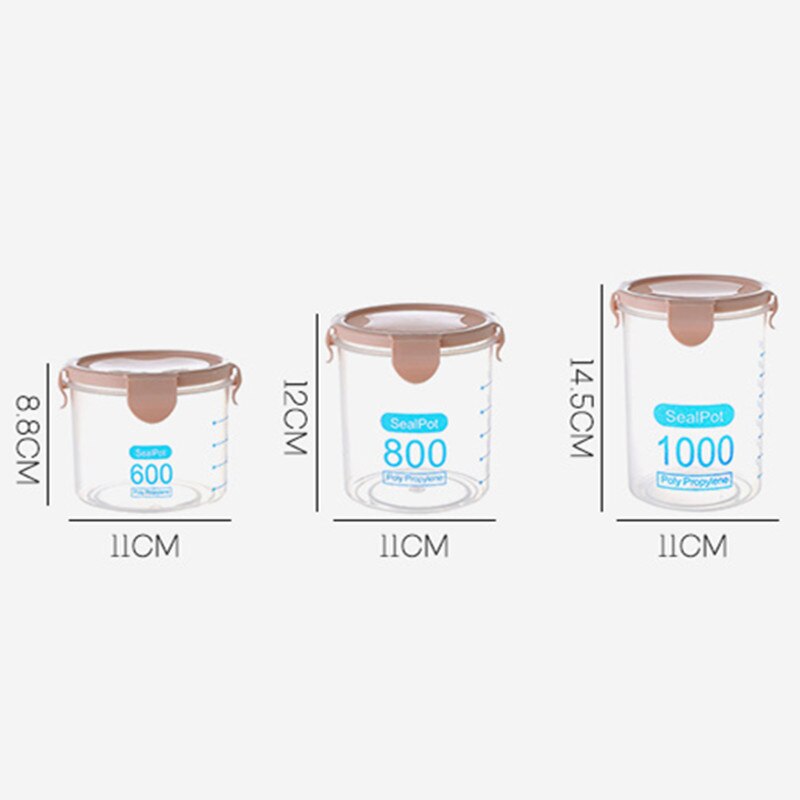Akryl 600-1000 ml køkken opbevaringsboks forsegling mad opbevaring beholder konservering plast frisk pot beholder insekt-bevis