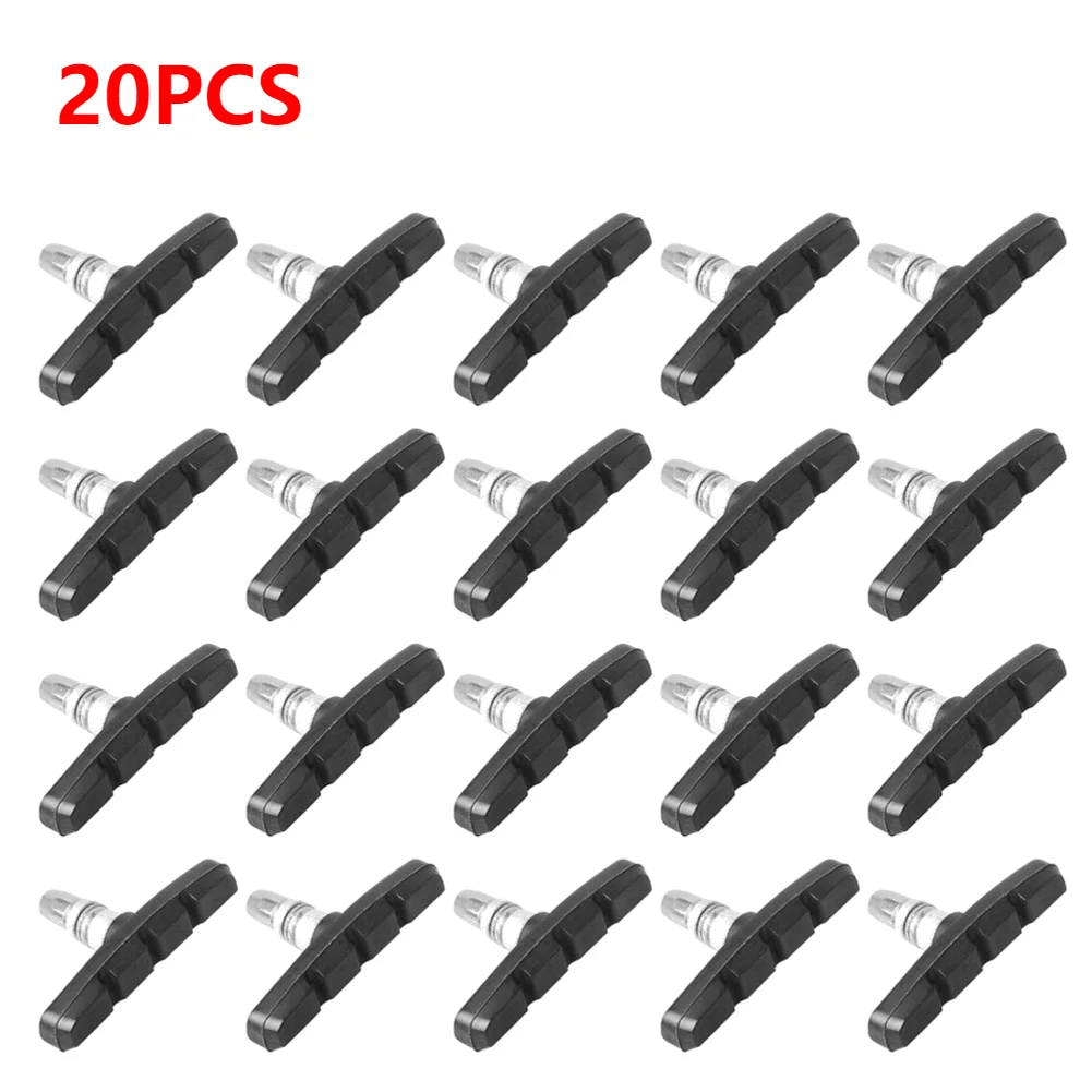 30-1Pcs Durable Bicycle Silent Brake Pads Cycling V Brake Holder Shoes Blocks Rubber 60MM Bike Parts For Mountain Folding Bikes: Burgundy