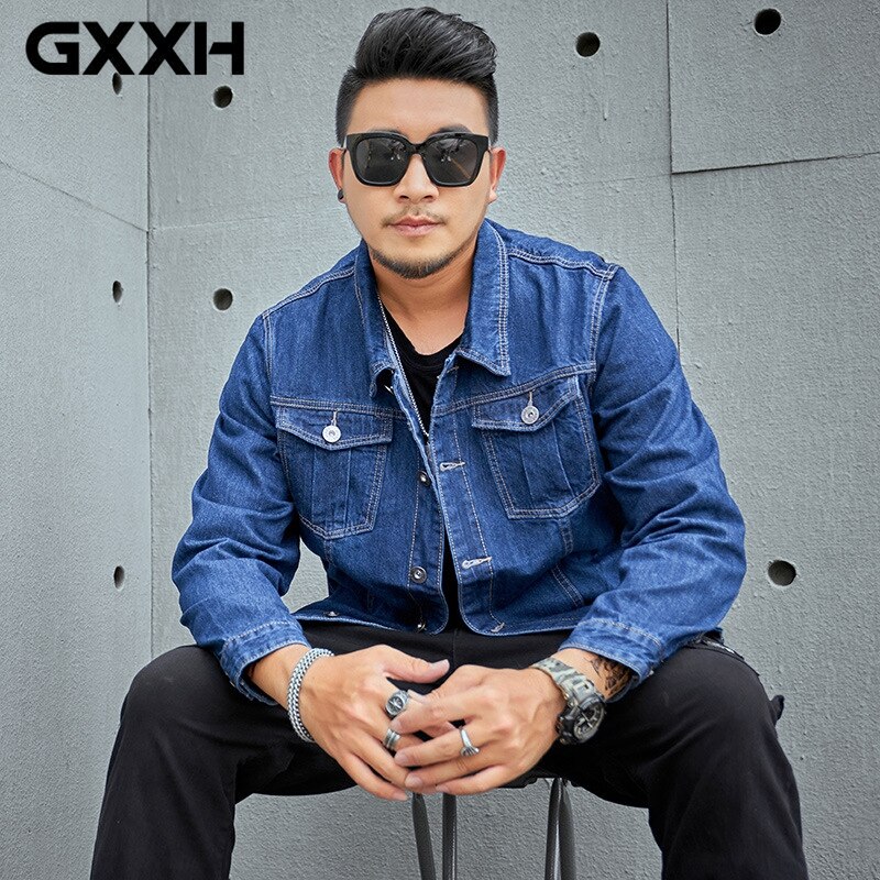 2022 Large Size M-5XL 6XL 7XL 8XL Denim Jacket Men's Blue Jean Jacket Oversize Coats Men Lapel Casual Jackets