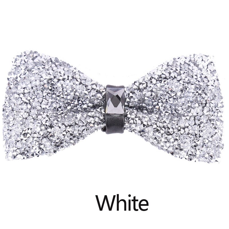 Pajarita de diamantes para hombre, lazo con cuello de cristal brillante, lazo de lujo para boda, banquete, , nudo de mariposa ostentoso, corbatas de novio: 6