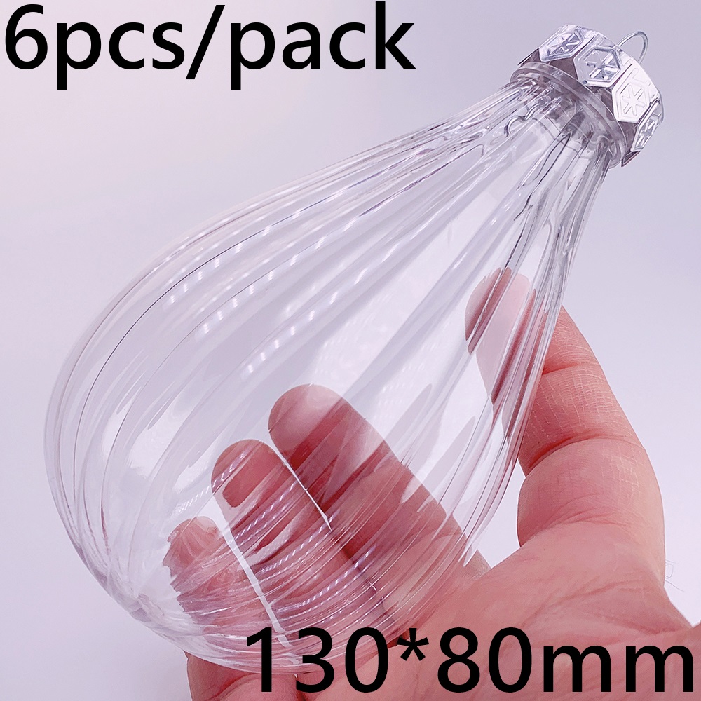 6 Stuks X Diy Shatterproof Transparant Huis Kerstversiering Kerstbal Ornament 115*60Mm Plastic Diamant: Zilver