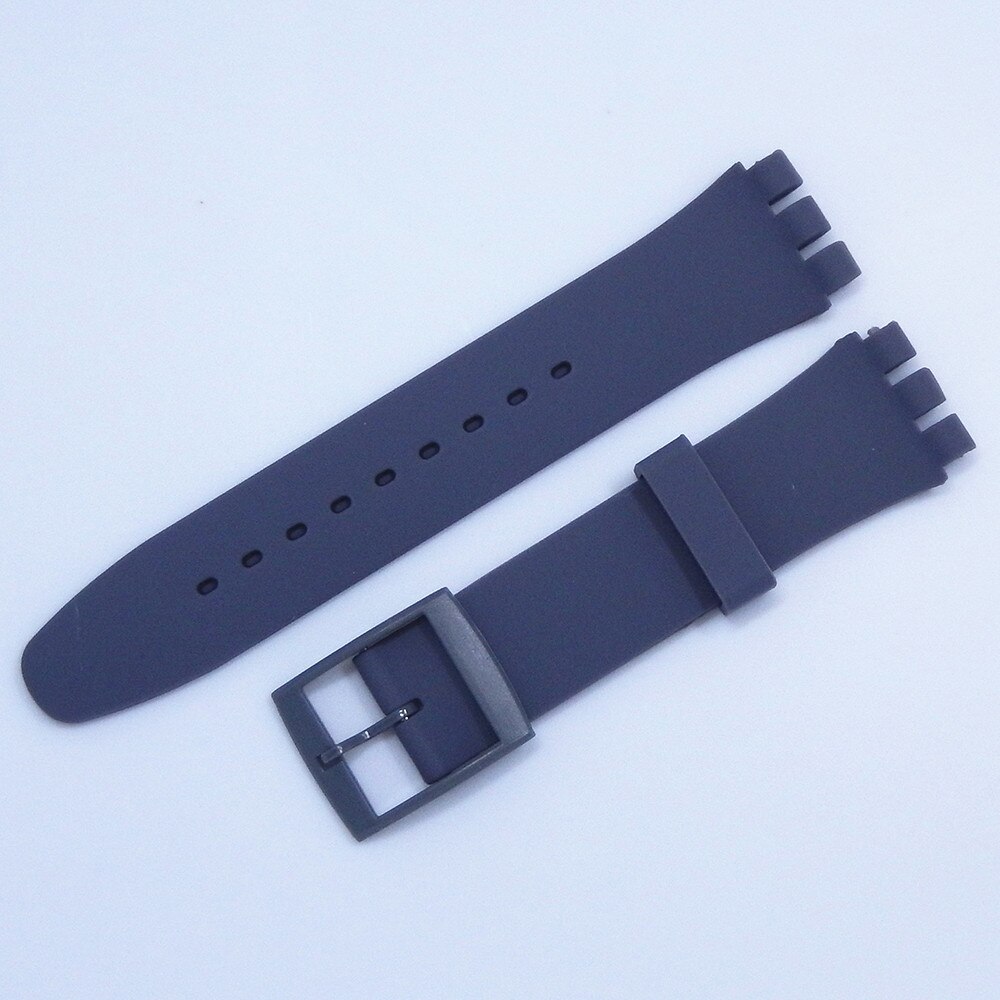 Correa de reloj para Swatch, accesorios de pulsera de silicona de goma, 17mm, 19mm, 20mm: S / Plata