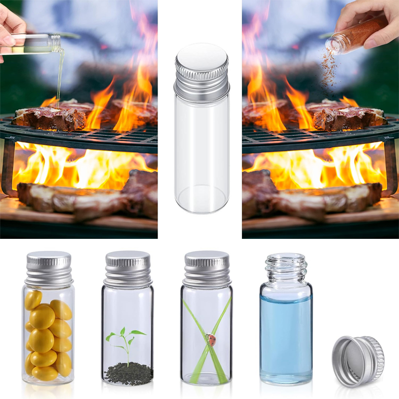 Neue 5Stck 5-30ml Glasflaschen mit Aluminium deckel kleine Mini-Gläser wünschen Flaschen Aufbewahrung sbox fallen Sonde flasche