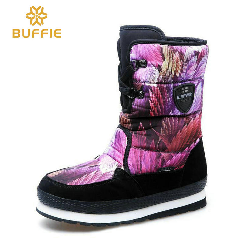 Waterproof winter warm boots women snowboot colourful nice look big size black fur lace up Brand