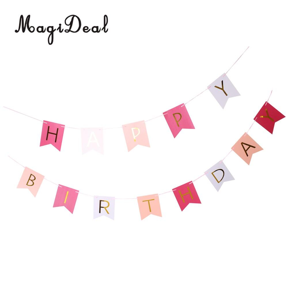 Magideal tillykke med fødselsdagen bogstaver vimpel bunting banner guirlande skilt hængende dekoration foto rekvisit