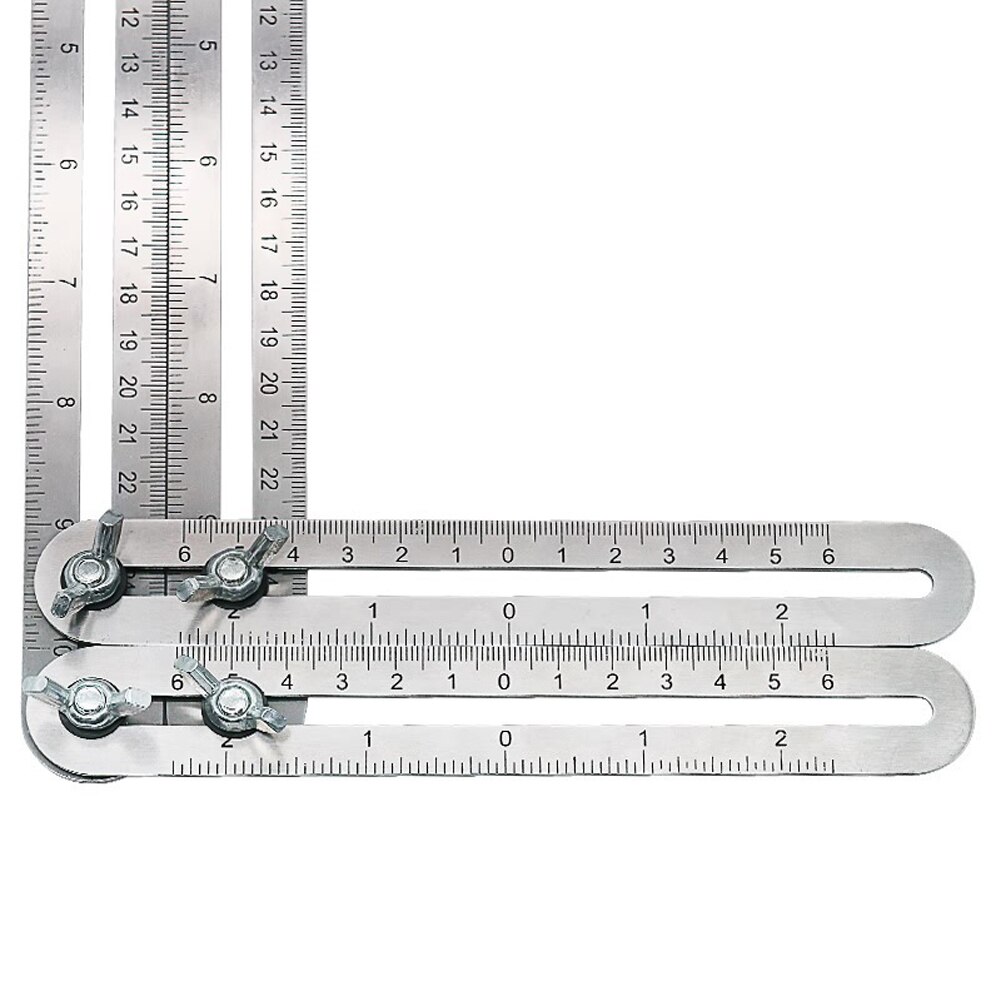 Four Fold Ruler Measuring Tool Stainless Steel Folding Multifunctional Ruler Any Angle Ruler Universal Protractor for Woodwork