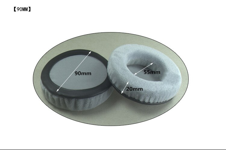 Allgemeine Grau Samt Schaum Ohr Pads Kissen 60 65 70 75 80 85 90 95 100 105 110 115 120MM für SONY für Sennheiser Kopfhörer: 90mm