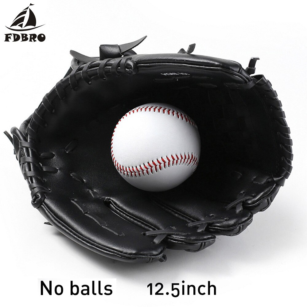 Fdbro baseball handske udendørs sport brun softball træningsudstyr størrelse 10.5/11.5/12.5 venstre hånd kvinde baseball træning: Sort 12.5