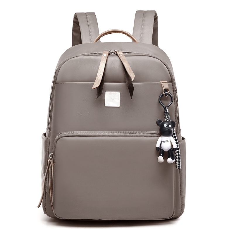 Tuladuo kvinnlig ryggsäck preppy stil dam ryggsäck oxford axelväskor björn hänge dam toto: Grå