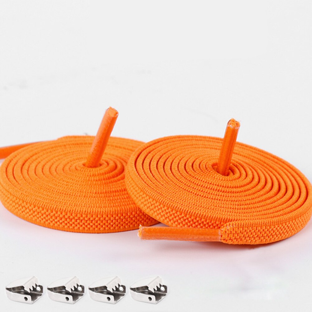 1 Paar Casual Geen Tie Schoenveters Voor Sneakers Stretch Elastische Lui Geen Stropdas Platte Veters 100 Cm Snoep Kleur sport Outdoor Strings: Oranje