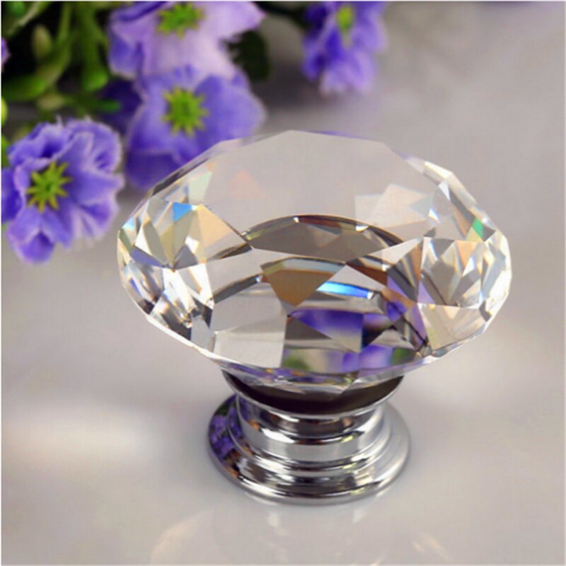 Tiradores para muebles y puertas, pomo portátil de diamante de cristal hecho con aleación de vidrio, perfecto para cajones, vitrinas, armarios y entradas, de 30 mm, 8 unidades, set de tienda universal: Crystal