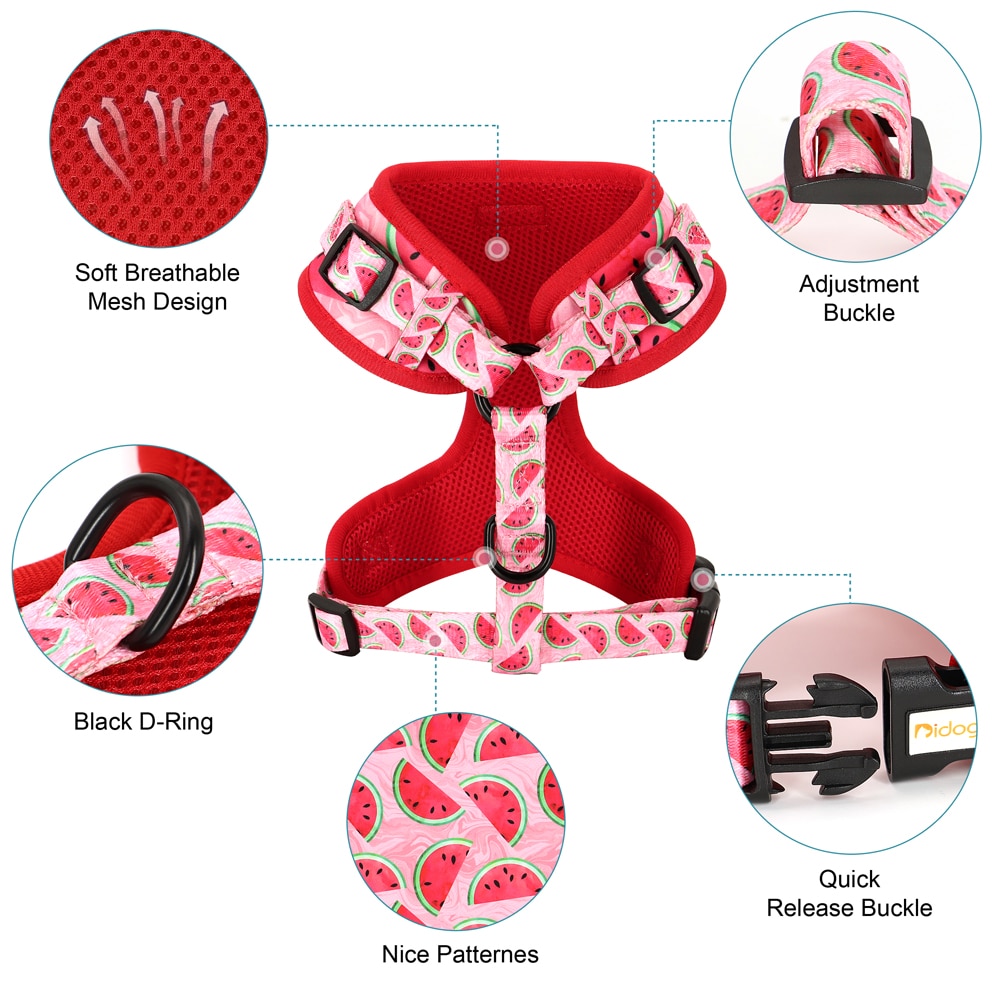 Print Dog Collar Harness Leash Poop Bag Set Adjustable Pet Collars Vests For Small Medium Dogs Pets Walking Rope Garbage Bags