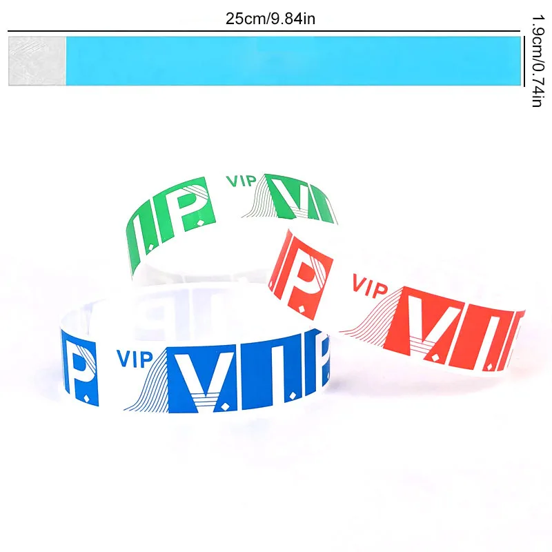 200pcs Waterproof Paper Wristbands Bracelet Solid Color Disposable Count Identification Mark Tamper-Proof for Events Party