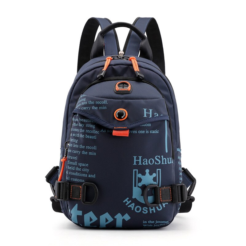 Men Mini Waterproof Backpack Ultra Light Nylon Travel Backpacks Teenage Student Collage Rucksack Letter Printing Small Bag XA24C: Orange