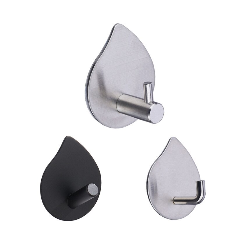 Gancho preto de parede para banheiro, 5 peças, auto adesivo robe toalha chaveiro gancho 304 aço inoxidável toalha decoração do banheiro