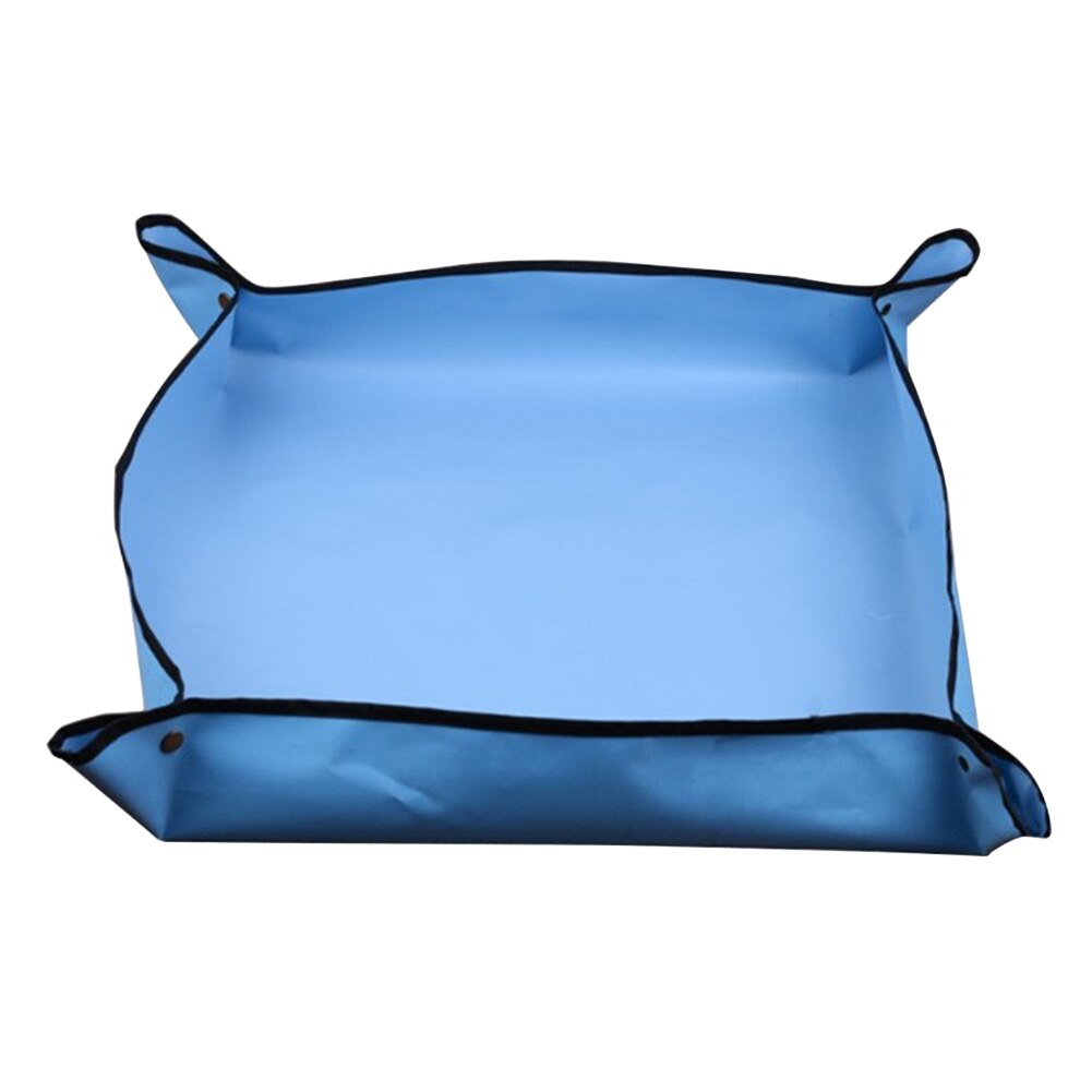 Indoor Plant Foldable Portable Reusable Anti Dirty Easy Clean Waterproof Cloth Potting Home Solid Square Balcony Repotting Mat: Blue
