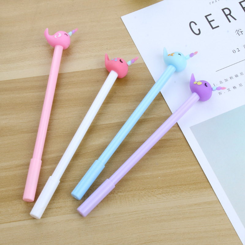 24 Stuks Creatieve Cartoon Narwal Zwarte Gel Pen Student Leren Briefpapier Kawaii Schoolbenodigdheden Materiais Escolares