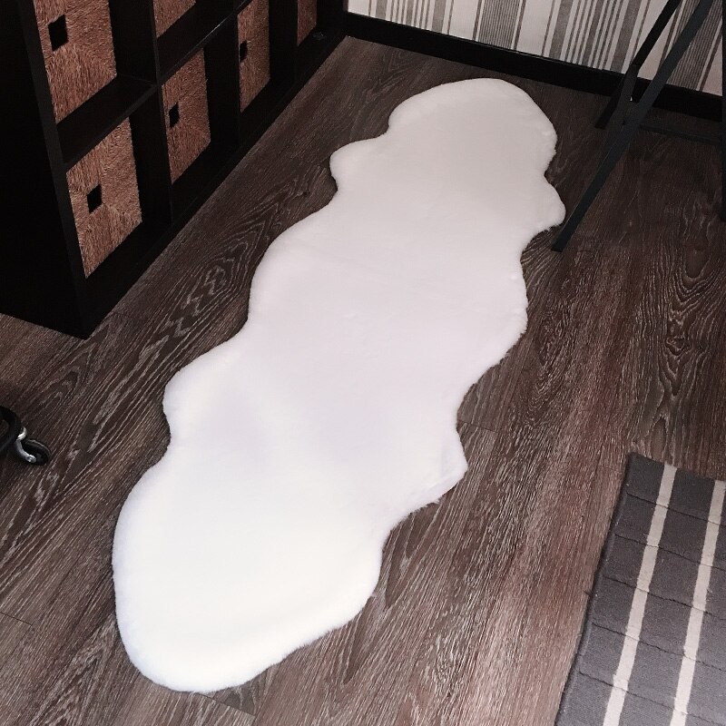 ROWNFUR-tapis de sol à poils artificiels, moelleux, lavable, en fausse fourrure, à la , pour salon et chambre à coucher,: White