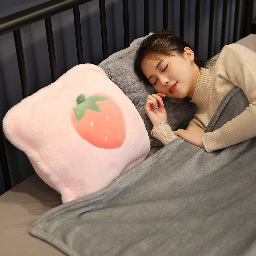 Adorable oreiller en peluche en forme de fruit, carotte, légume, couverture douce 3 in en 1 , kawaii, chaud pour les filles, amoureux, zhz