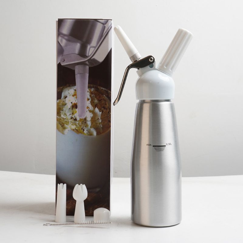 500Ml Aluminium Slagroom Dispenser Met Drie Decoreren Nozzles