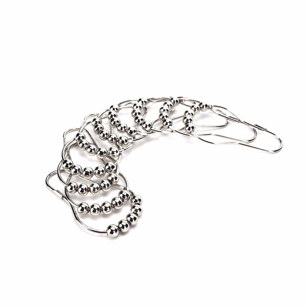 12 pièces/paquet rideau de bain Rollerball rideau de douche anneaux crochets 5 rouleau poli Satin Nickel boule rideau accessoires