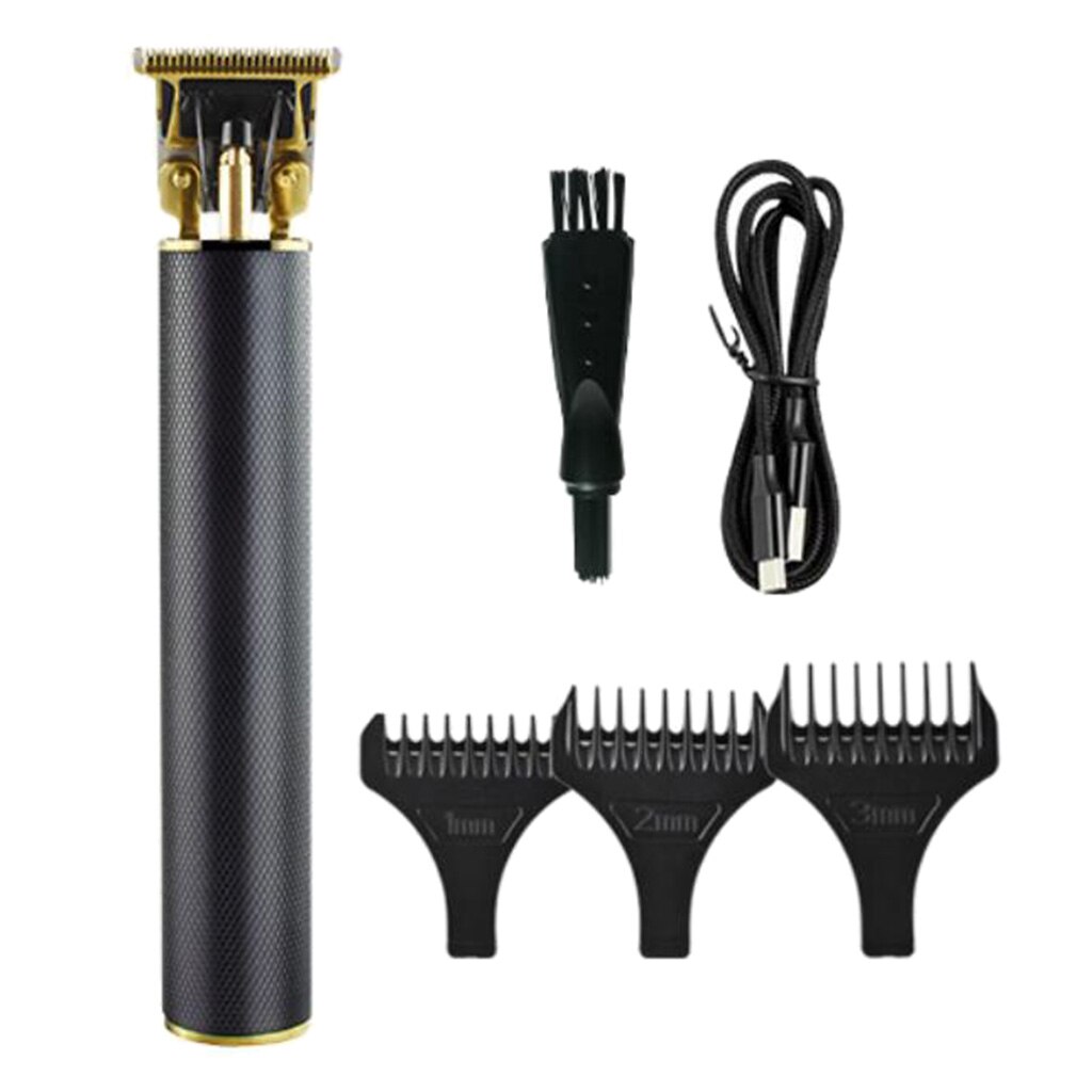 Electric Pro T-outliner Cordless Hair Clipper Trimmer Kit Rechargeable Salon Barber Oil Hair Beard Trimmer For Men Boyfriend: T6 black