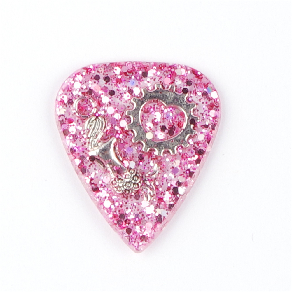 Púa de guitarra hecha a mano, exquisito collar de púa de guitarra DIY transparente, grosor 1,5mm, Metal de resina 3*2,5*0,15 cm: 5