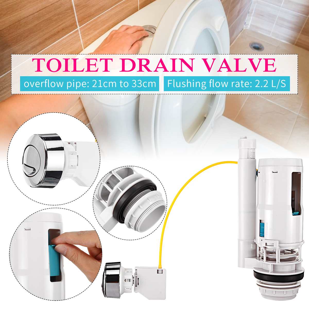 Toilet Tank Fittings Kit Dual-flush Toilet Repair Kit Suitable For One-piece Toilet ABS Plastic