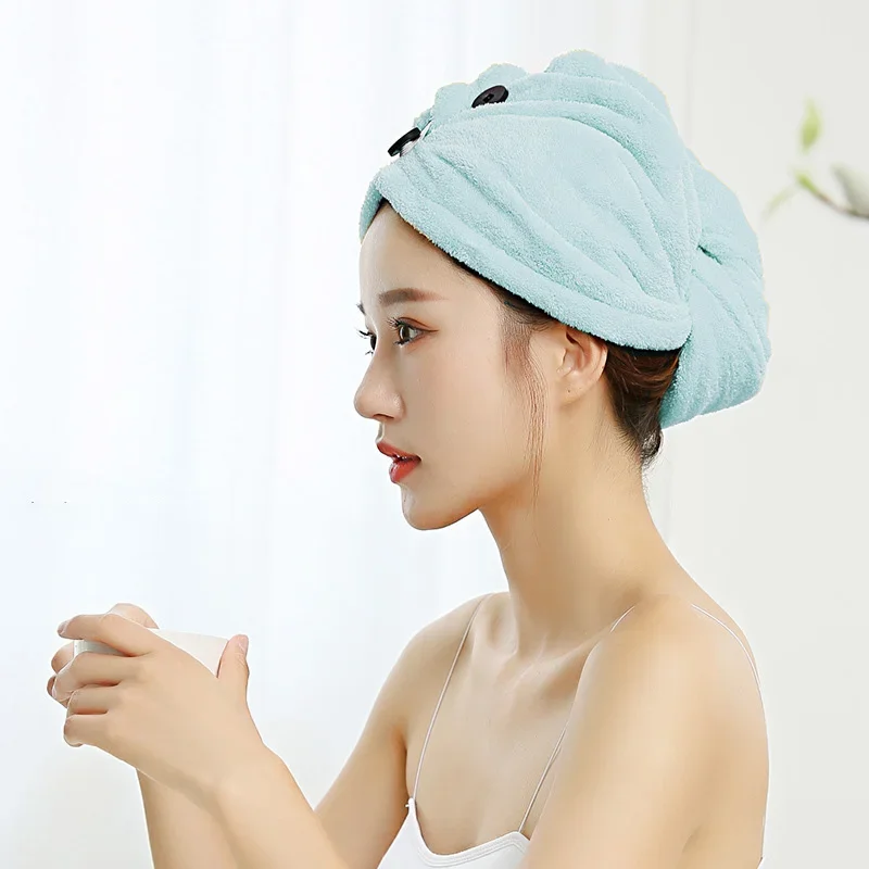 Kvinner mikrofiber håndkle hår håndkle badehåndklær til voksne hjemme frotté håndklær dårlig serviett de douche turban til tørking av hår: Lyse blå