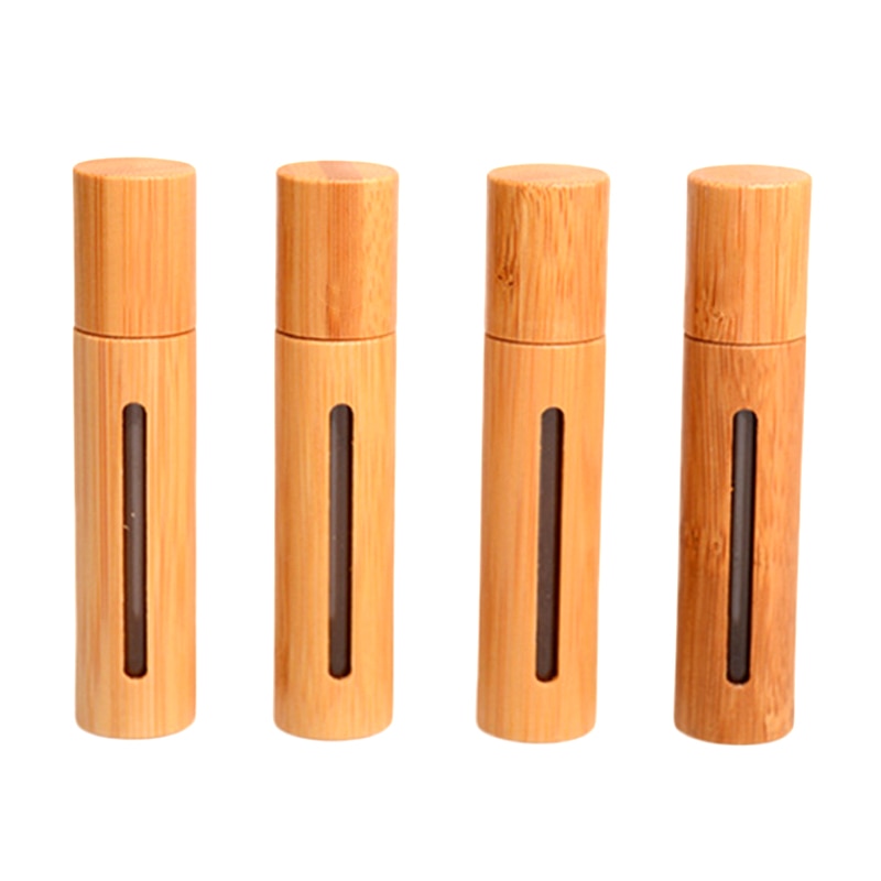 5/10/50 Stuks Maat 10Ml Natuurlijke Bamboe Hout Roll Op Bal Fles Met Venster Essentiële Olie sub-Bottelen Parfums Roller Fles