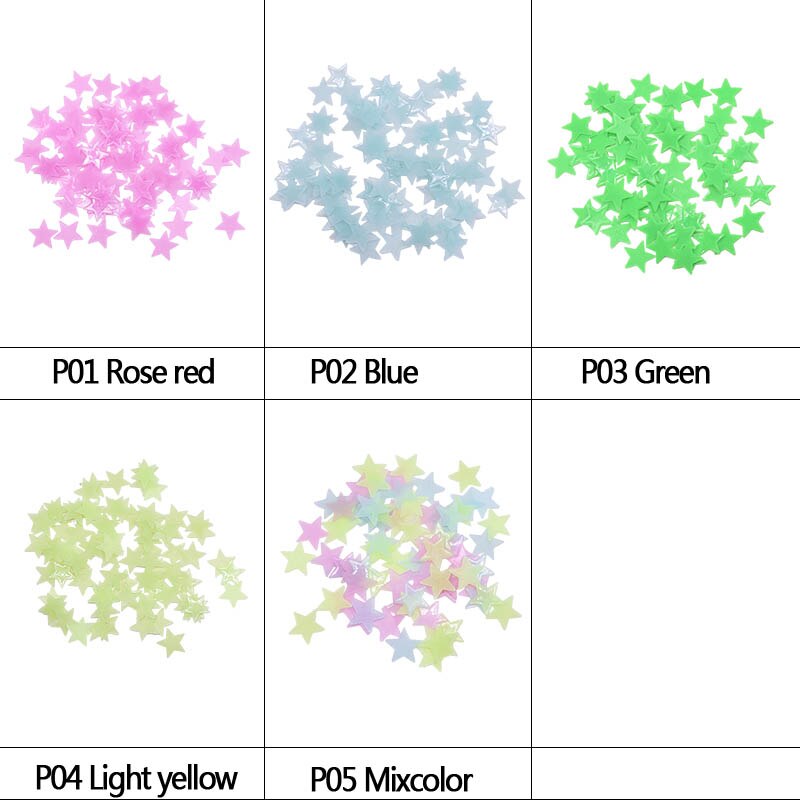 100 pcs/lot 3cm lumineux étoiles Stickers muraux lueur dans le noir étoile autocollant Fluorescent décalcomanies pour bébé chambre maison 3D mur décor