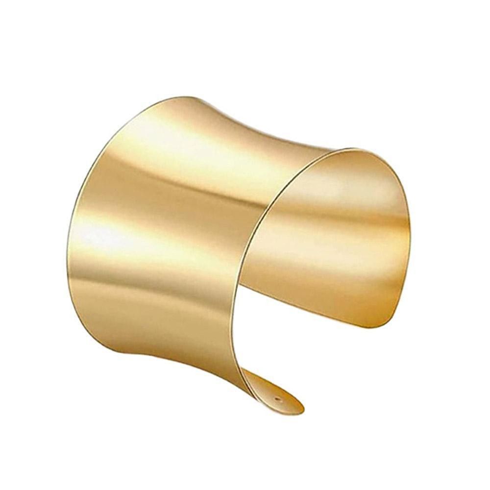 Chunky Heavy Wide Metal Bracelets For Women Open Cuff Exaggerated Cuff Bangles Trend Charm Arm Jewelry bijoux: Light Yellow Gold Color