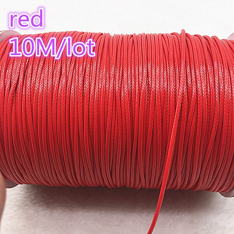 10M Durchmesser 1,0mm Gewachste Baumwolle Schnur Gewachst Gewinde Schnur String Strap Halskette Seil Bead Für Schmuck Machen DIY armband: 04red