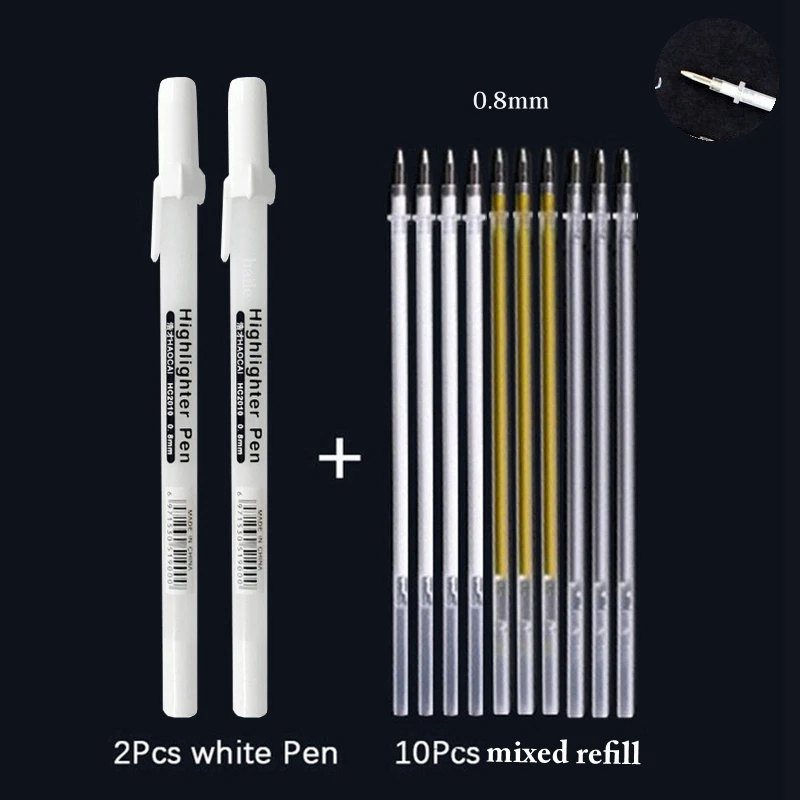 Juego de bolígrafos de Gel blancos, rotulador blanco de punta fina de 0,8mm, varilla de recarga para estudiantes, suministros de dibujo artístico y escritura: Borgoña