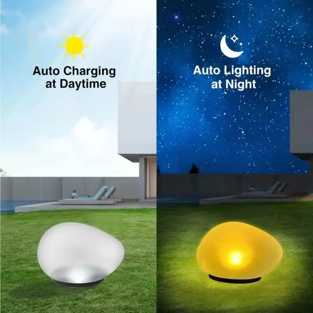 Solar-Dekorationslampe, mattierte Bodenlampe, wasserdicht, tragbar, energiesparend, Laterne, Kieselstein-Rasenleuchte, Gartenlampe für Zuhause