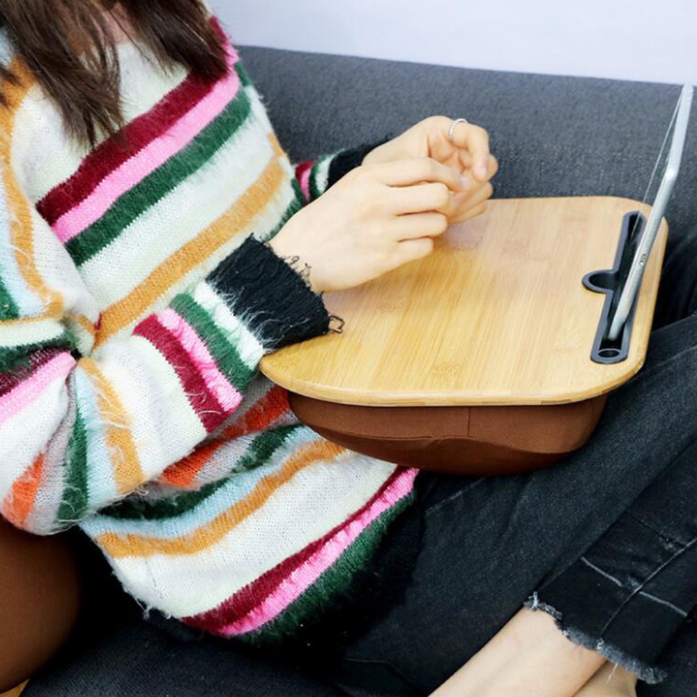Bamboo Multifunctional Laptop Desk Notebook Desk with Pillow Laptop Table for Bed Sofa Tray Table Dormitory Studying Table