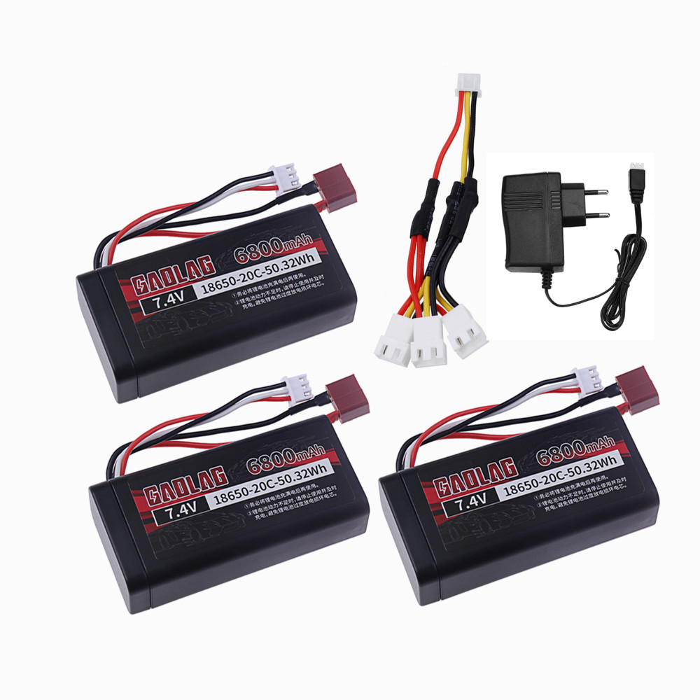 7,4 V 6800 mAh 18650 Lipo-Akku für Wltoys 12428 104009 12423 10428 12429 12401 12402 12402A RC Auto Ersatzteile 2s 7,4 V Bateria: Lavendel