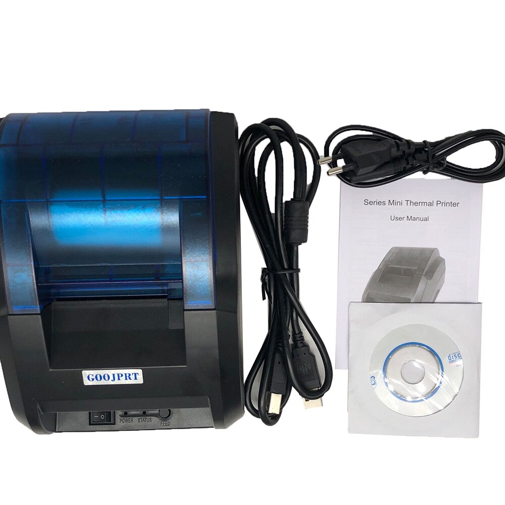 58mm thermal receipt printer bluetooth wireless desktop printer 2 inch ios android USB windows high speed thermal printer JP-58H: blue usb / US plug