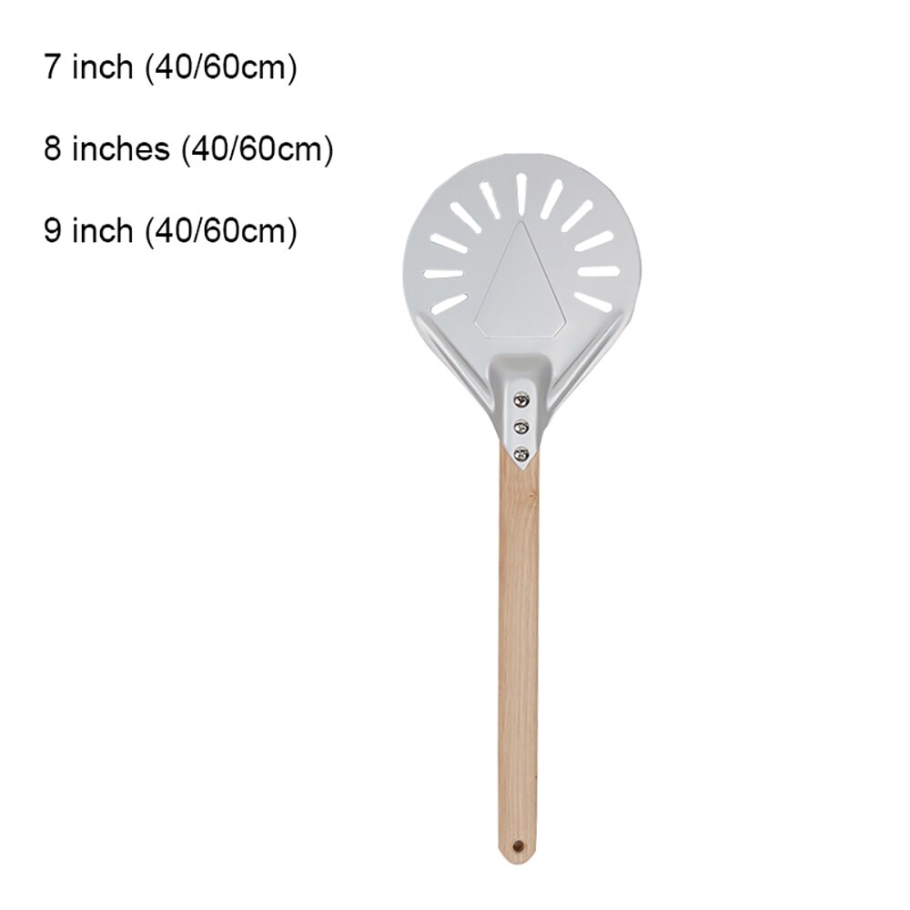 Pizza Turning small Pizza Peel Paddle Short round Pizza Tool Non Slip wooden Handle 7 8 9 inch Perforated Pizza Shovel Aluminum