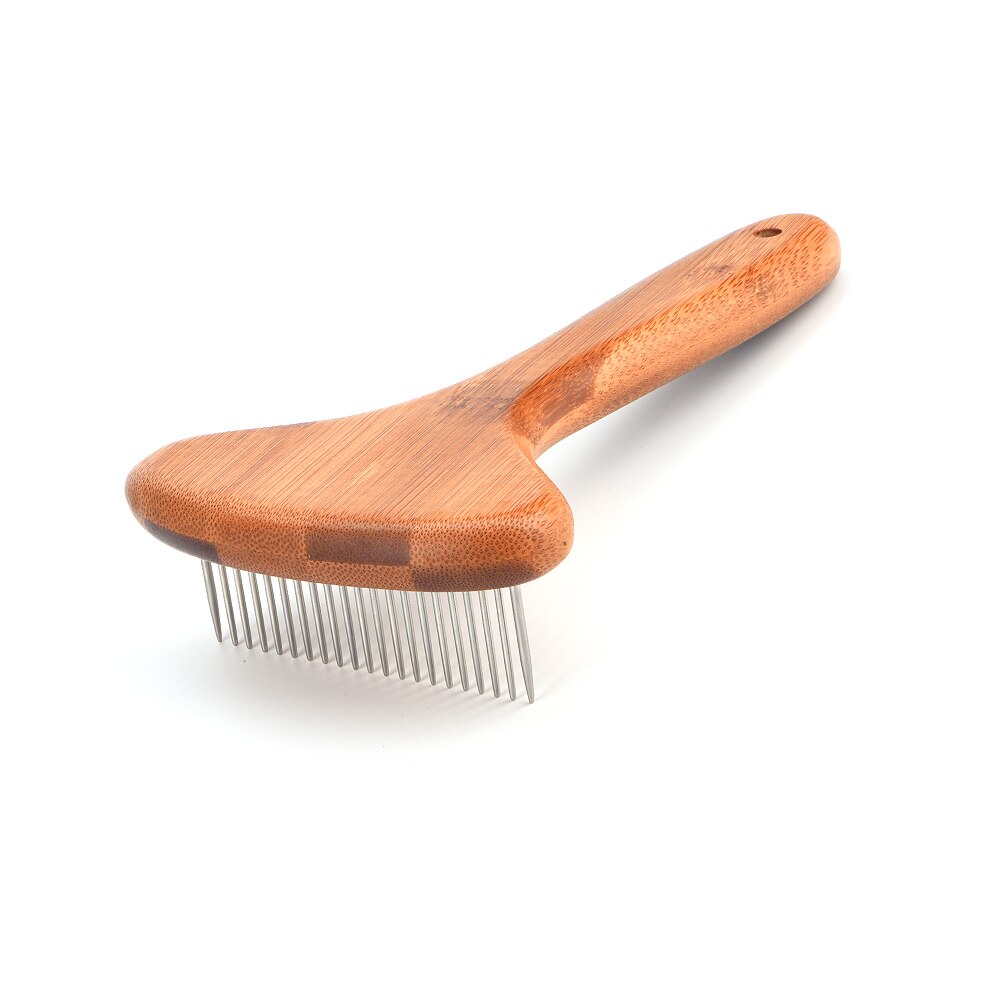 Pet Grooming Rake - 25mm Long Tooth Undercoat Dog Rake with Rotating Teeth, Steel Brush Comb for Long Hair Pet Dematting Tools