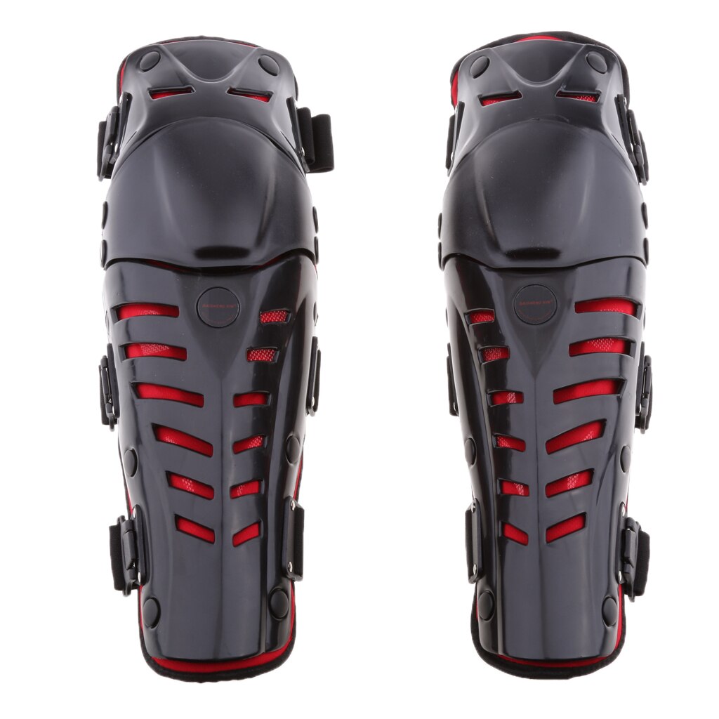 1 Pair Of Adults Knee Shin Armor Protect Guard Pads Accessories With Cement Hook For Motorcycle Motocross Racing Red