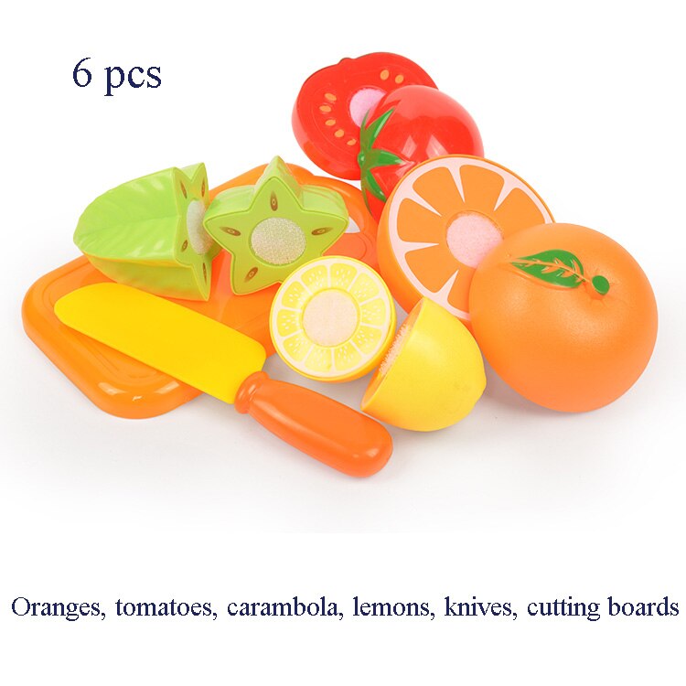 37pcs/lot Children Pretend Role Play House Toy Cutting Fruit Plastic Vegetables Food Kitchen Baby Classic Kids Educational Toys: 6 PCS-2