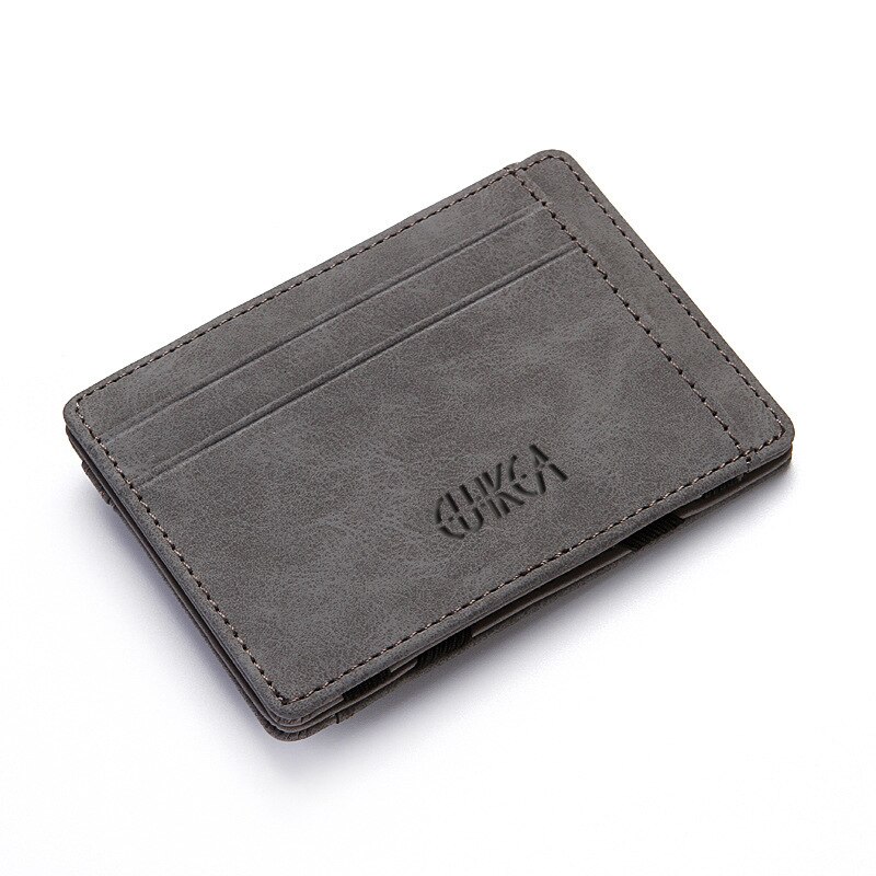 Ultra Thin Men Male PU Leather Mini Small Magic Wallets Zipper Coin Purse Pouch Plastic Credit Bank Card Case Holder: Grey